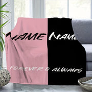 Personalized Couple's Flannel Blanket Pink Black All Seasons Gift for Grandparents Parents Twins