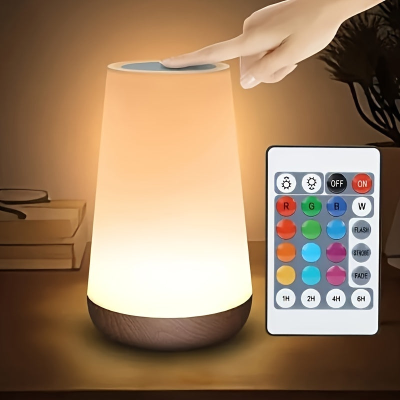 Rechargeable Touch Night Light with Remote Control RGB Warm White LED Portable Smart Brightness