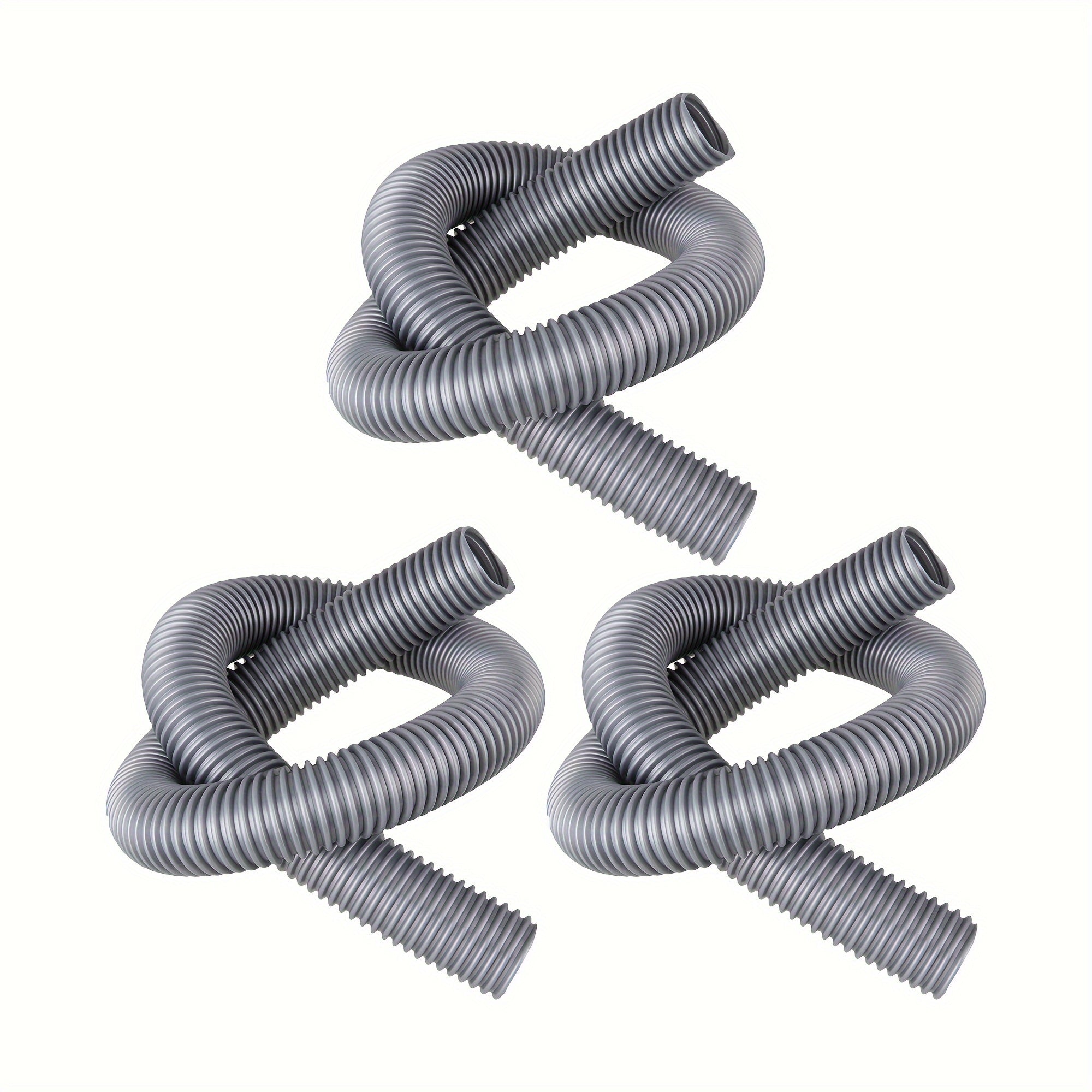 Three Pieces 35mm Gray Threaded Hose Flexible Vacuum Hose with Stainless Steel Fittings
