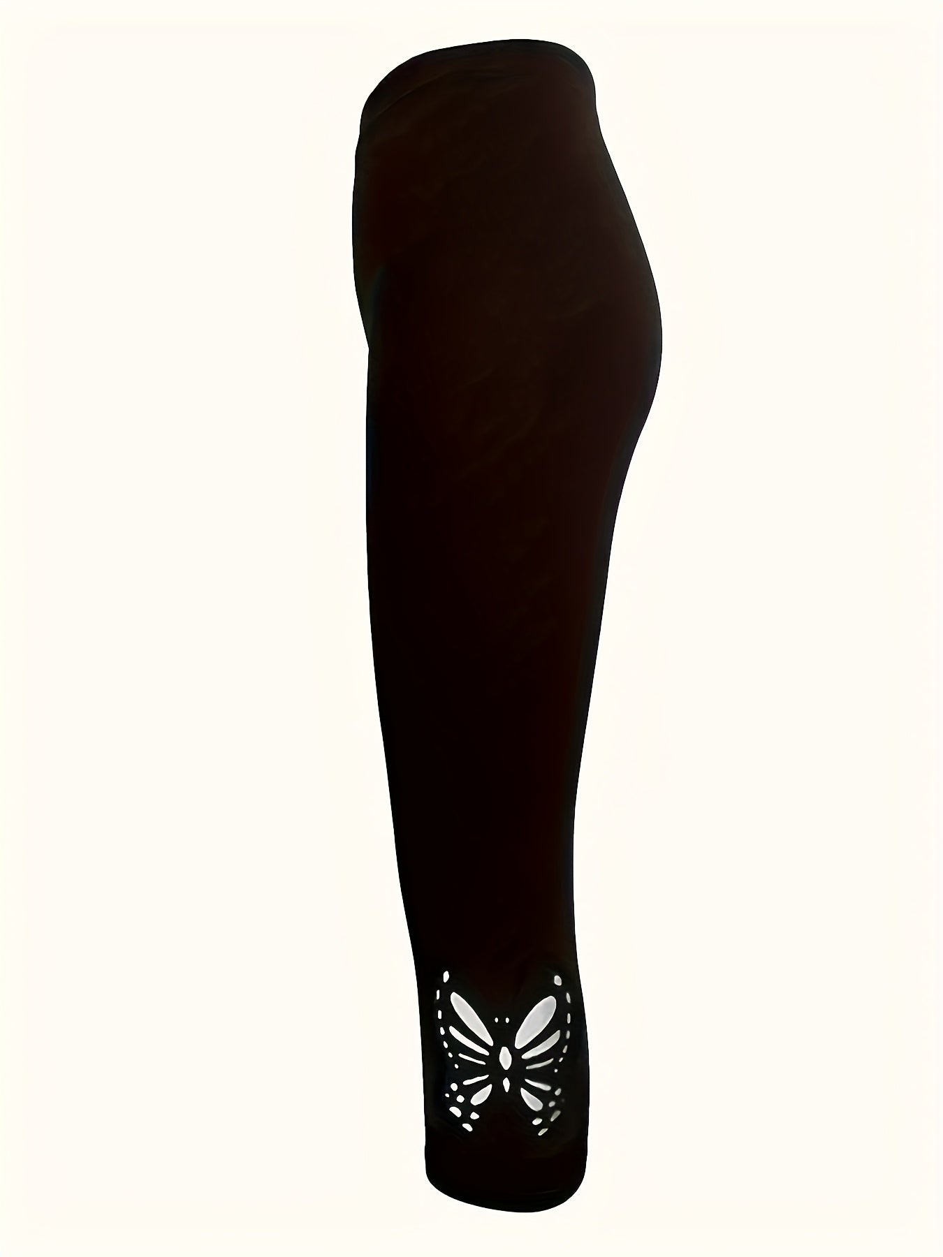 Plus Size Women's Solid Color Fitted Butterfly Hollow Seven-Point Pants