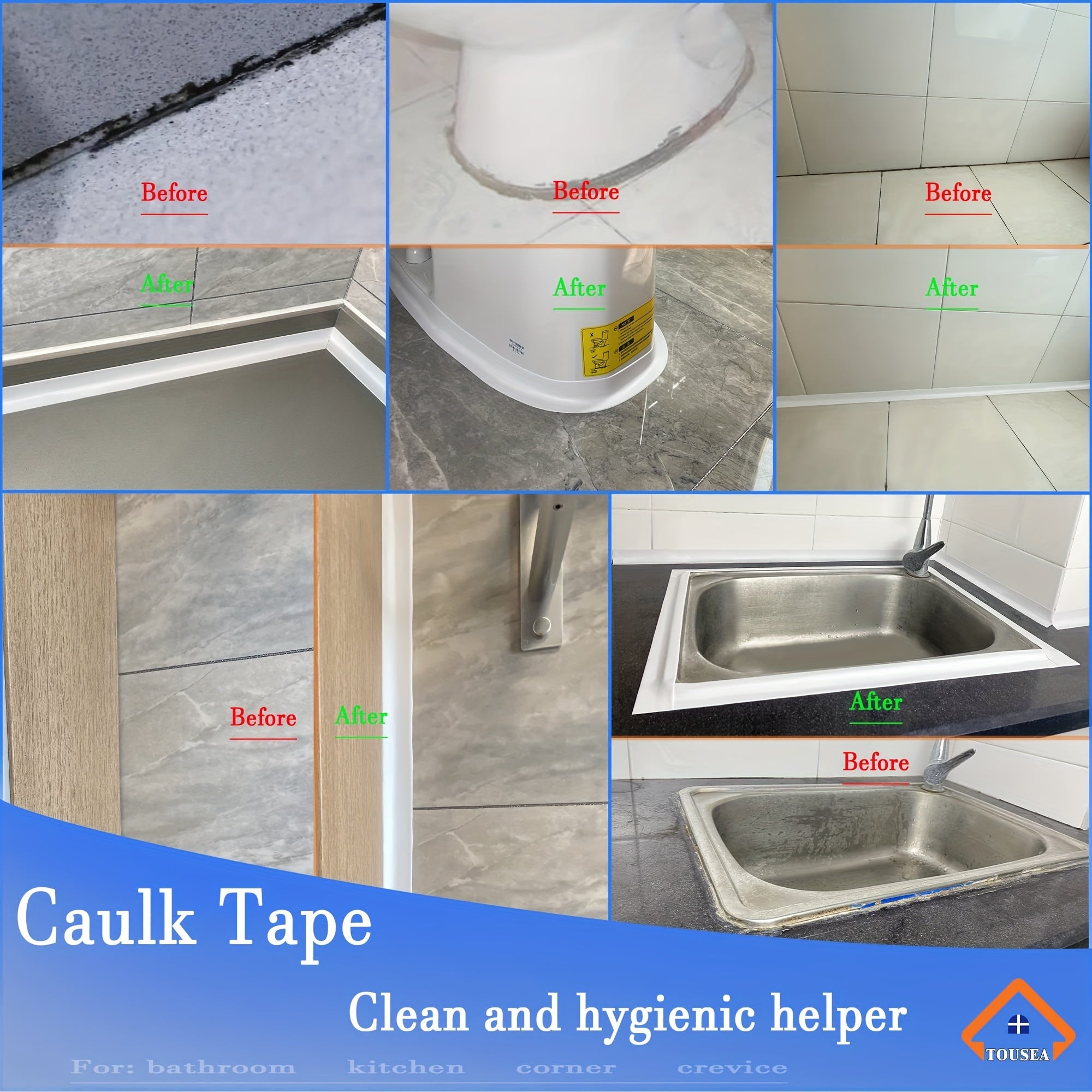Waterproof White Caulk Tape for Bath and Kitchen Self-Adhesive PVC Sealant Strip