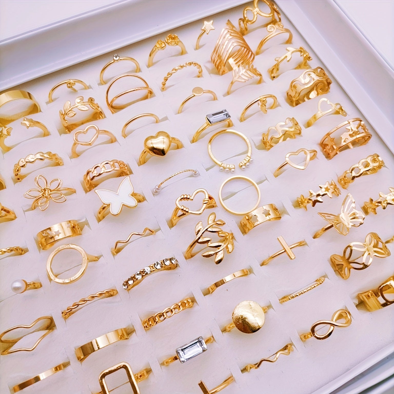 Set of 37 Y2K Boho Chic Rings for Women with Butterfly Designs for Weddings and Parties