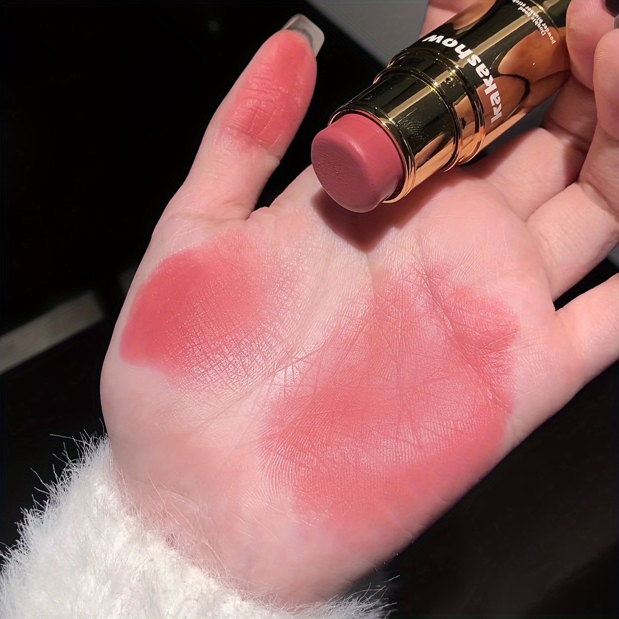 Women Waterproof Dual-Ended Blush Stick with Matte Finish Buildable Colors