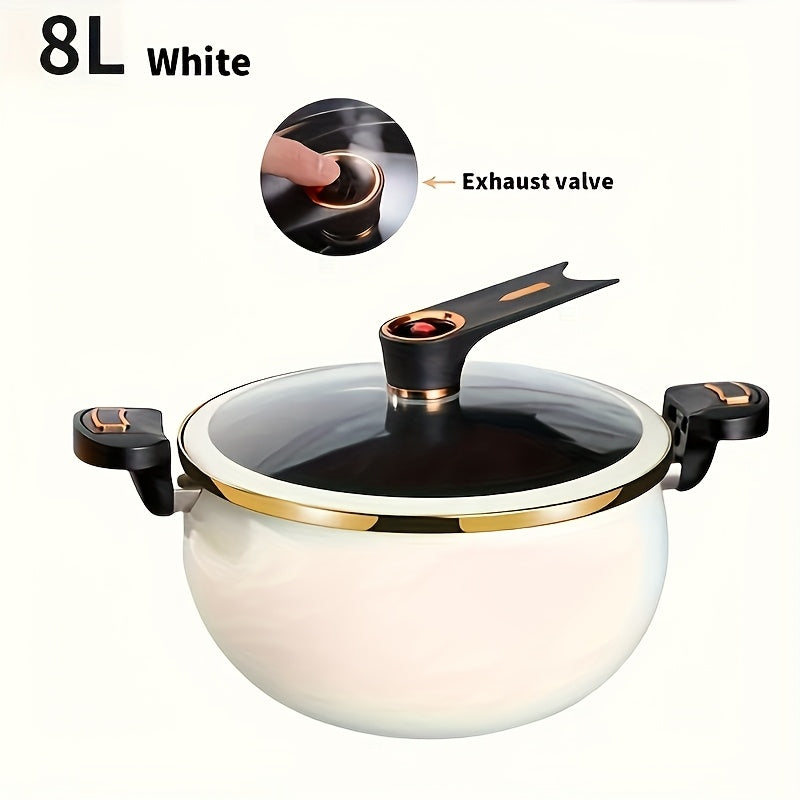 Ceramic Stockpot 7.99L with Twist-Lock Handles Stovetop Compatible for Soups and Stews