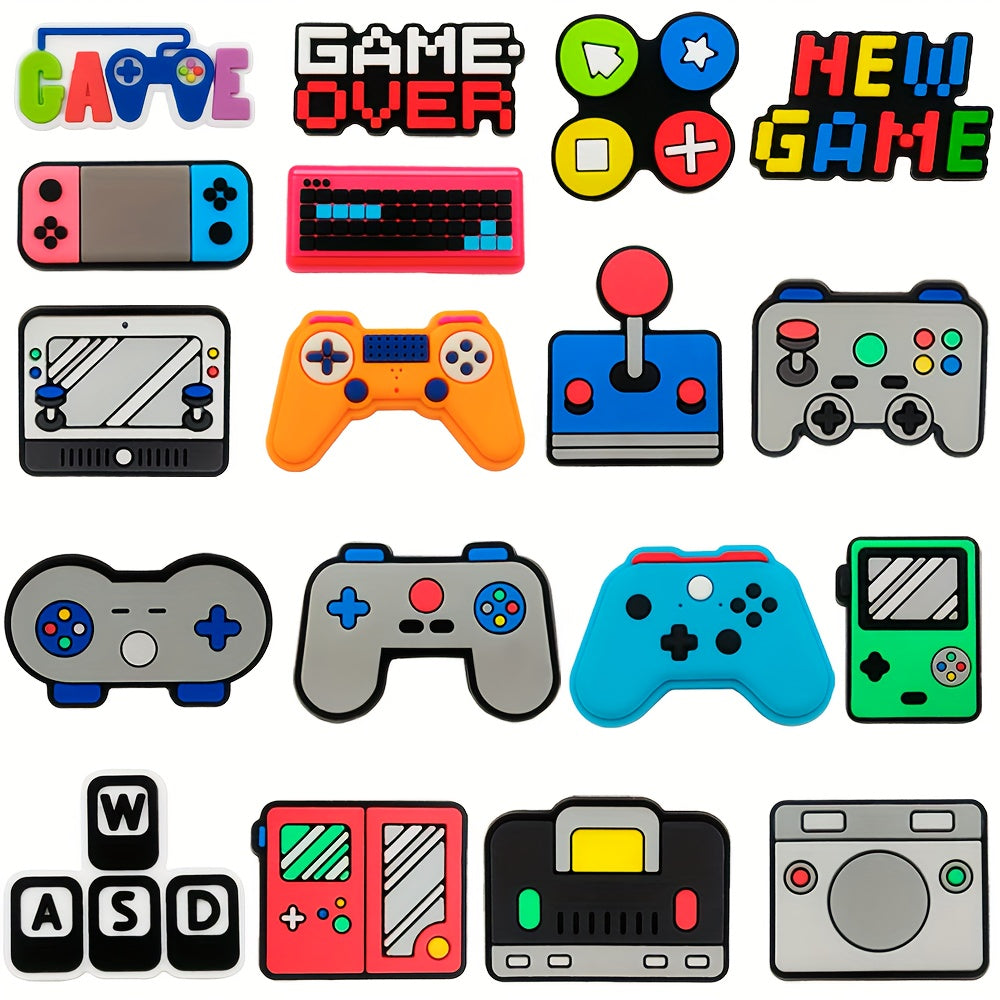 Unisex PVC Gaming Shoe Charms - Pixel Art Controller Decorations