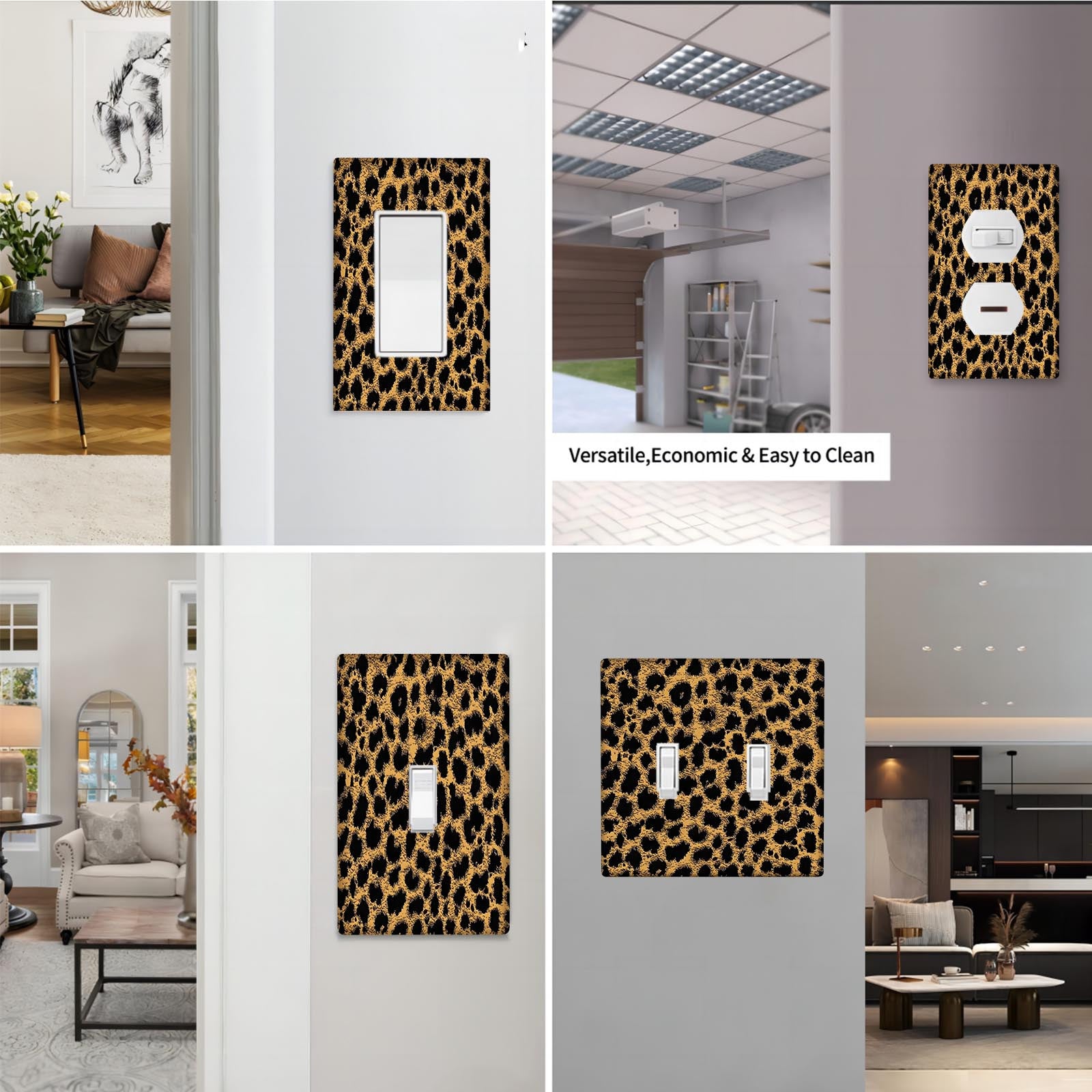Leopard Print Thermoplastic Light Switch Cover for Indoor Outdoor Use