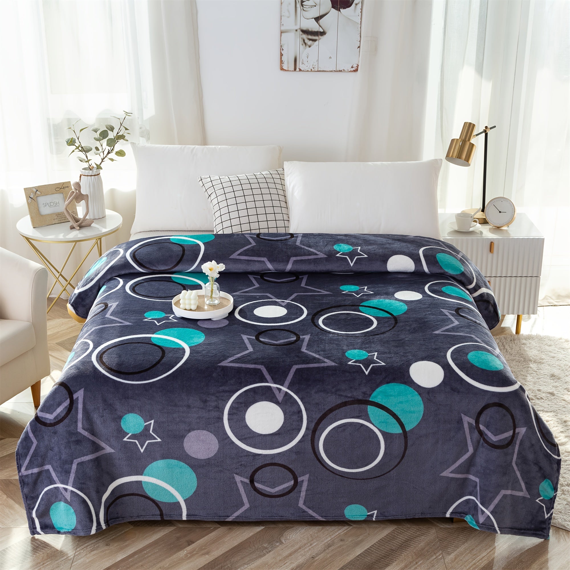 Мягкое фланелевое плед - геометрический дизайн, легко стирается в стиральной машине, уютное использование круглый год на диване, кровати, на работе или во время путешествий - идеальный подарок на любой случай