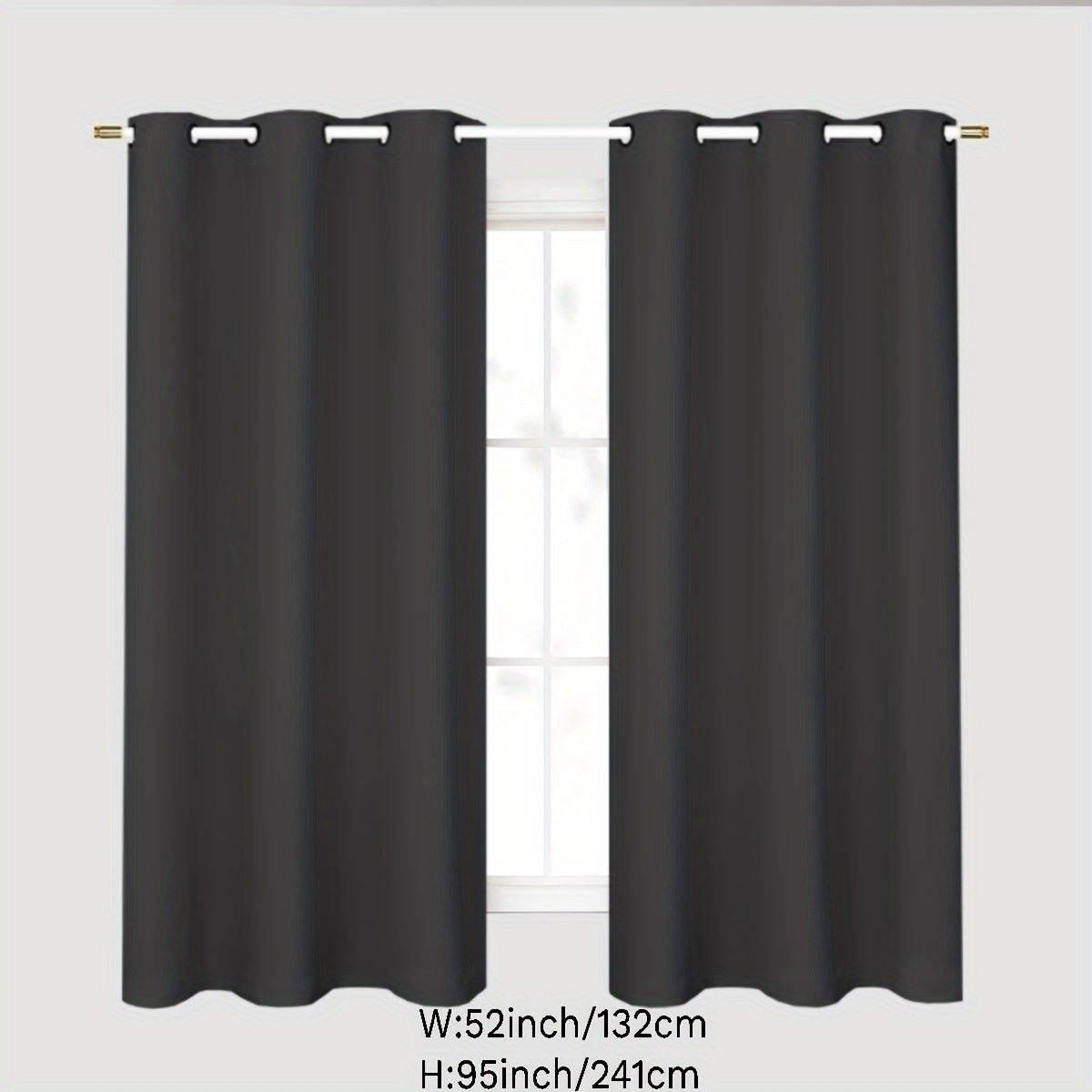 Gray Blackout Curtains for Bedroom Living Room Thermal Insulation Noise Reduction 1PC