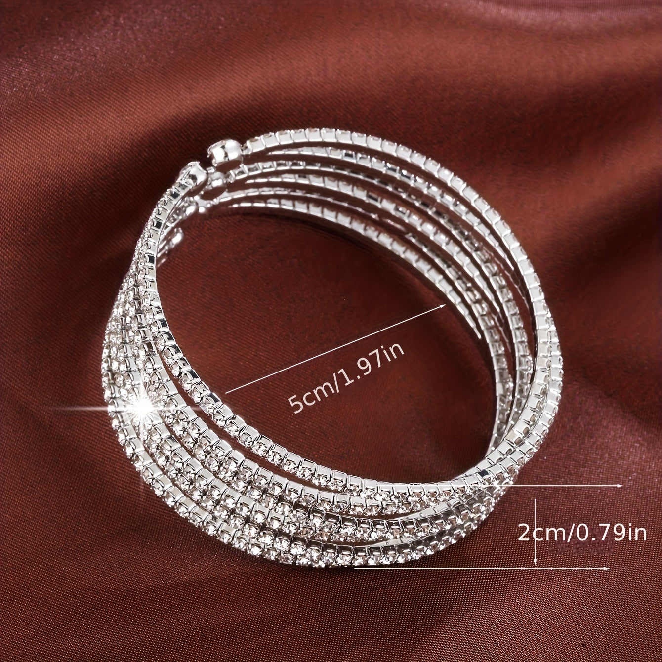 Wide-Band Bangle Bracelet with Cubic Zirconia for Women Stylish Copper Jewelry