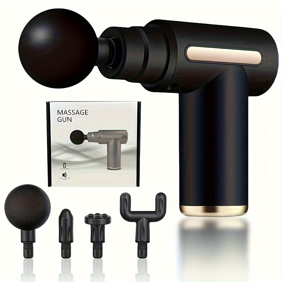 Electric Massage Gun with 4 Replaceable Heads Portable Handheld Muscle Massager Ultra-Silent Brushless Motor