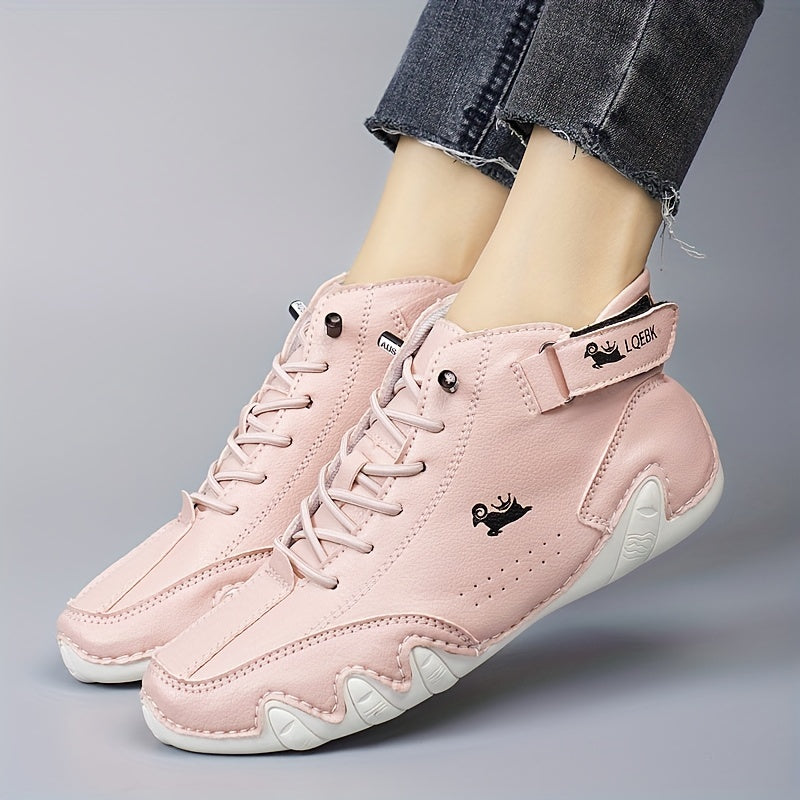 Women's Leather Low-Top Lace-Up Boots Comfortable All-Season Trendy