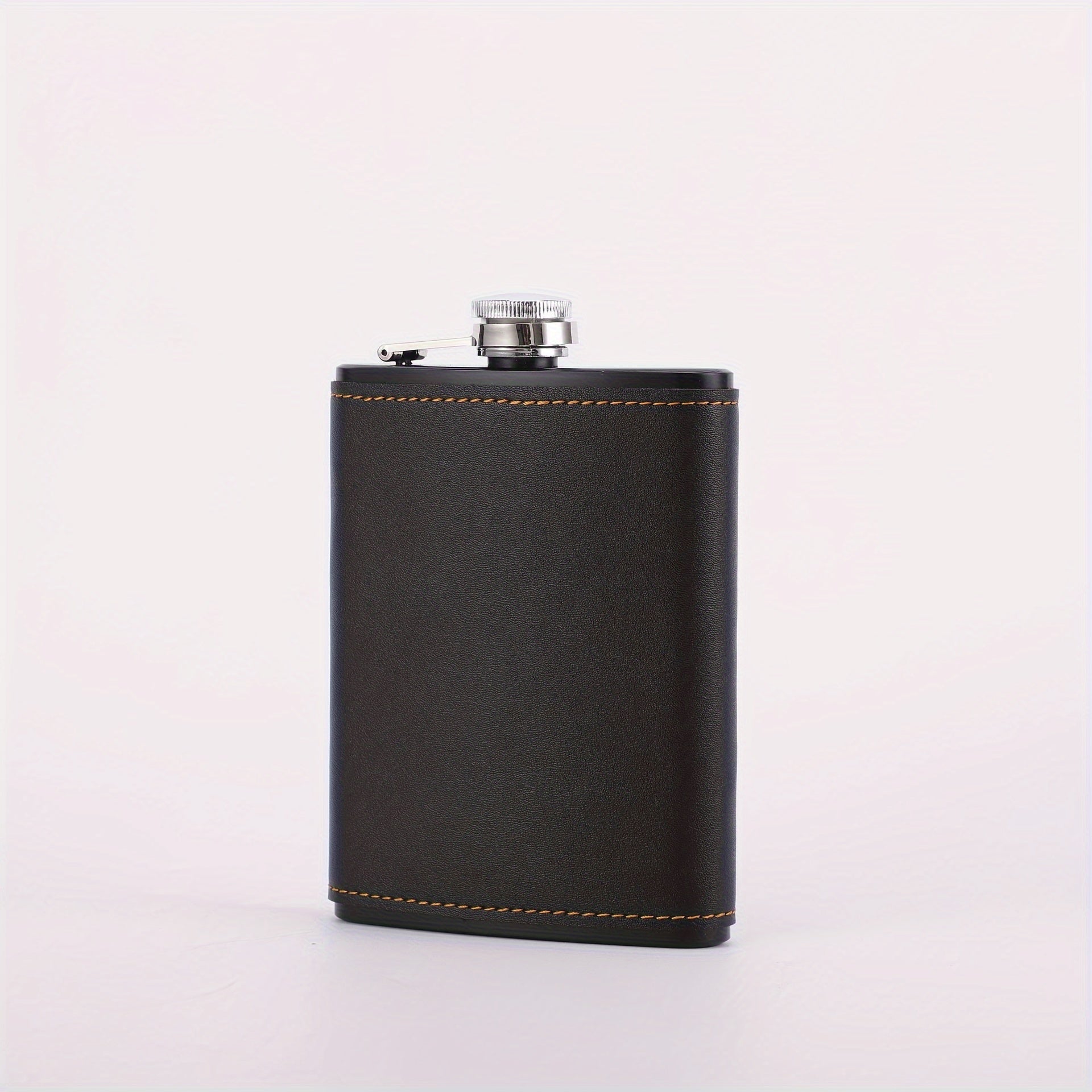 8-Ounce Stainless Steel Hip Flask with Faux Leather Case in Black or Brown