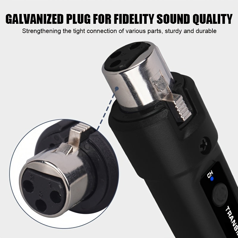 Wireless Microphone System 2.4GHz Transmitter and Receiver for XLR and 6.35mm Microphones