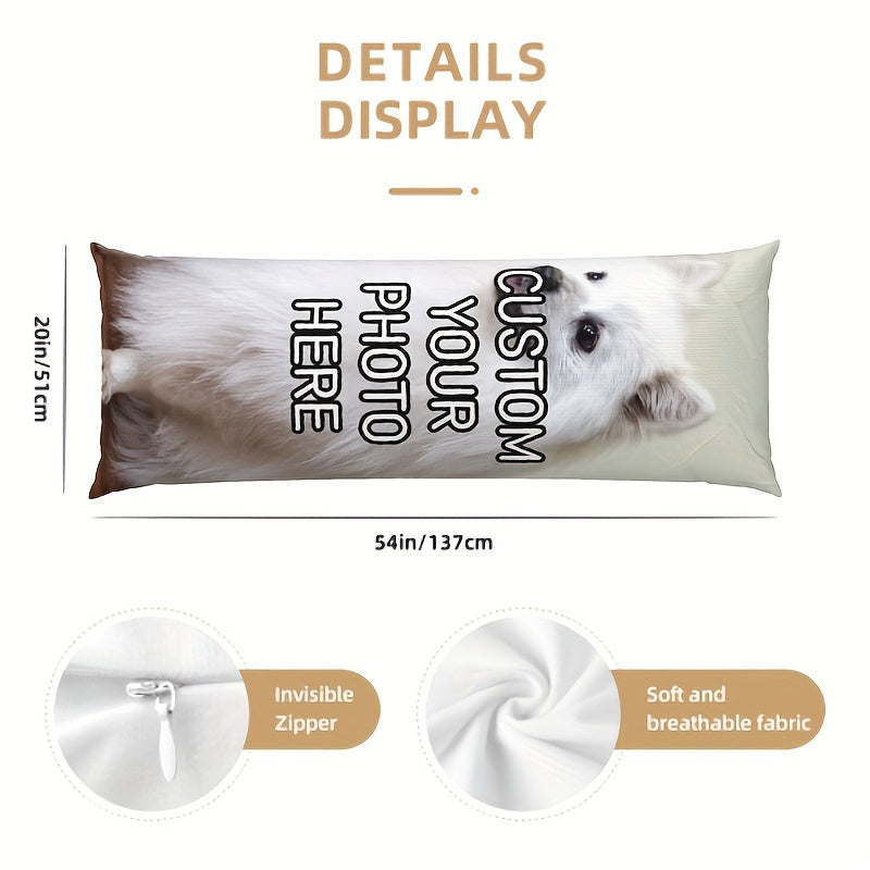 Pet Photo Body Pillowcase Short Plush Double-Sided Print for Cat Dog Lovers Personalized Gift
