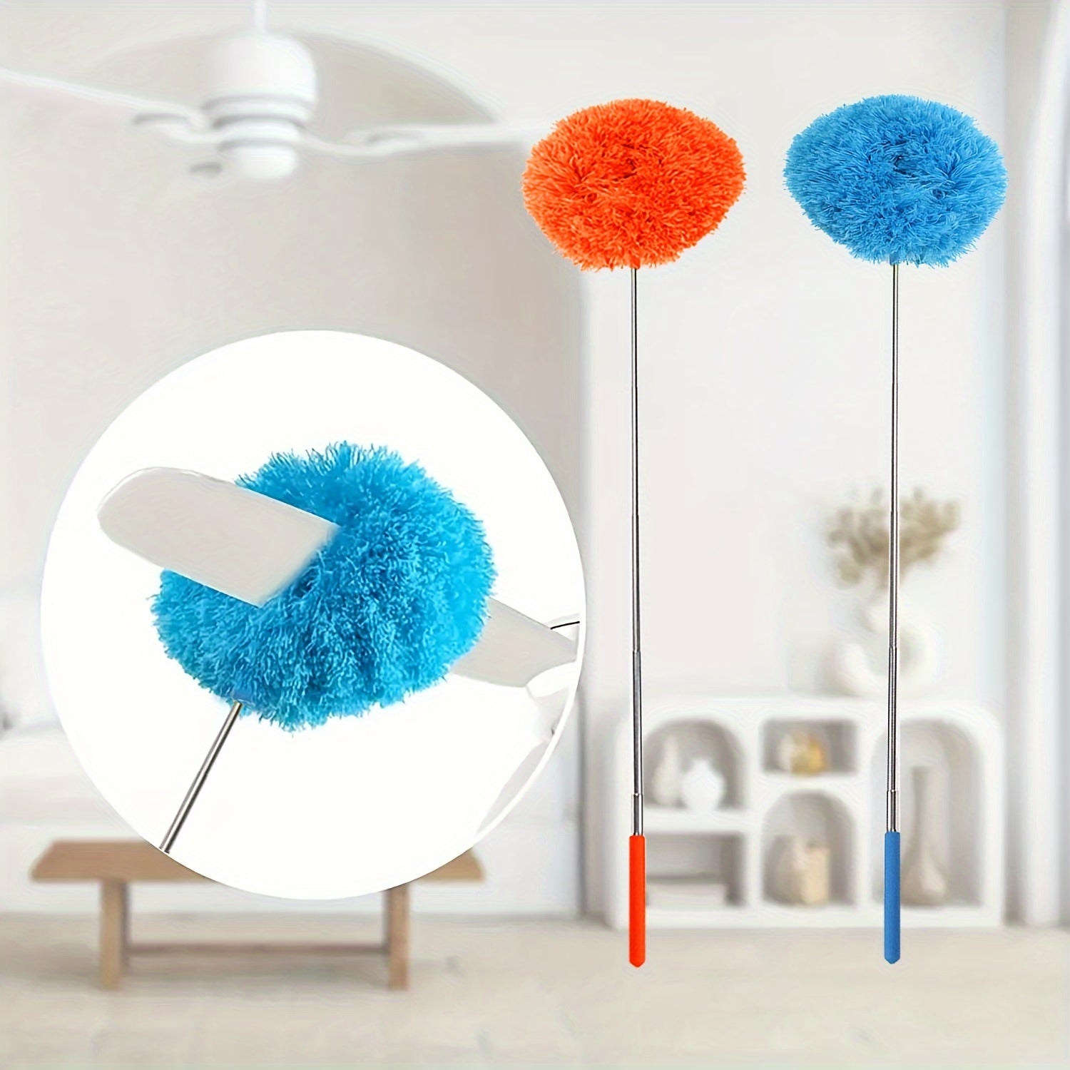 Extendable Microfiber Fan Brush for Dusting Ceiling Fans and High Surfaces