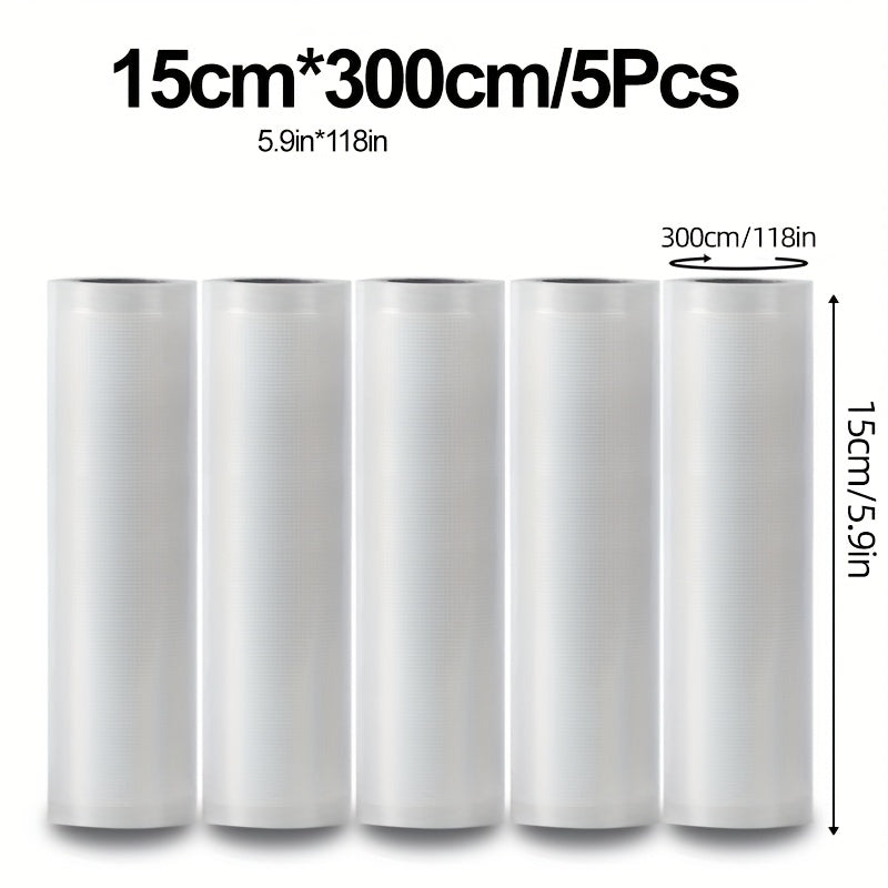 Vacuum Seal Bag Rolls in 2 3 5 Pack Textured Multi-Size Food Preservation