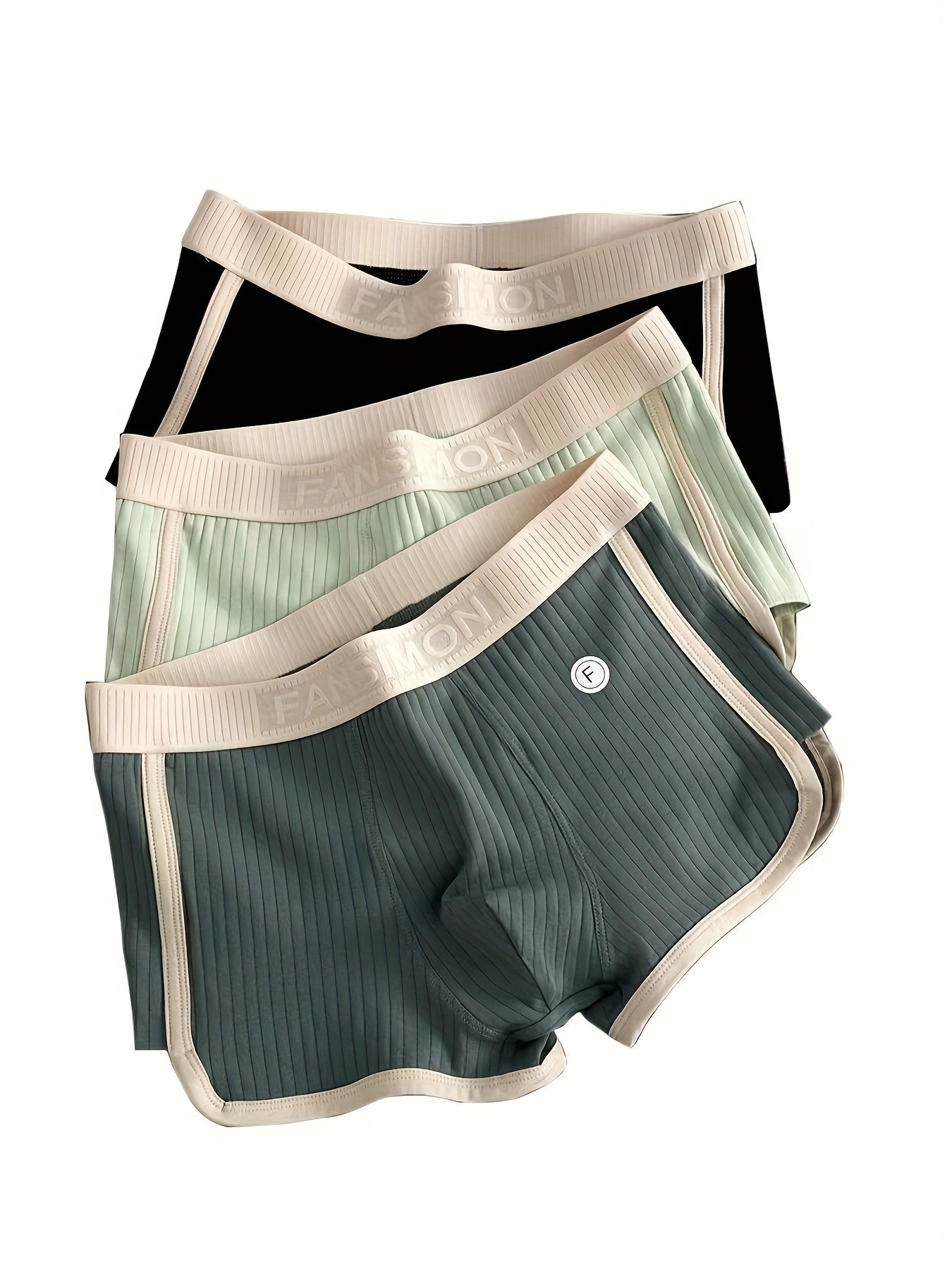 Men's Cotton Boxer Briefs 3-Pack Breathable Sweat-Wicking Solid Color High Elastic