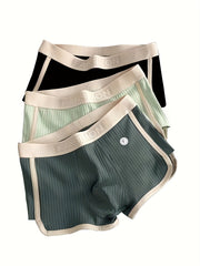 Men's Cotton Boxer Briefs 3-Pack Breathable Sweat-Wicking Solid Color High Elastic