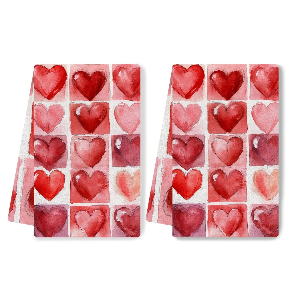 Valentine's Day Tic-Tac-Toe dizayni bilan 2 ta Ultra-Soft oshxona sochiq to'plami 40x60 sm