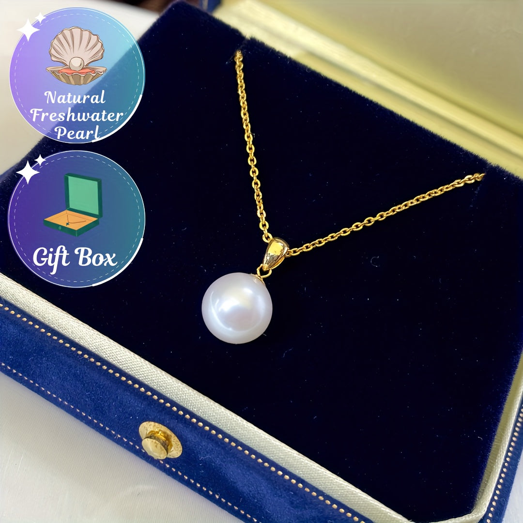 Freshwater Pearl Necklace with Melon Seed Pendant for Women Jewelry Gift