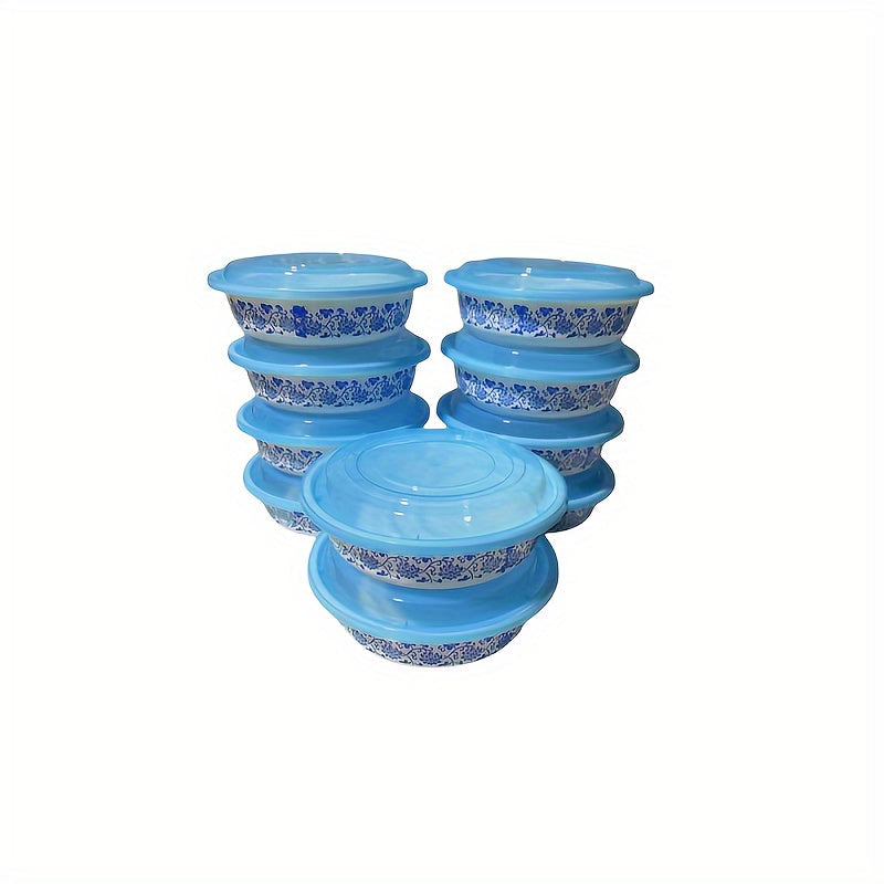 Set of 22 Blue and White Porcelain Meal Prep Containers 450ml with Lids