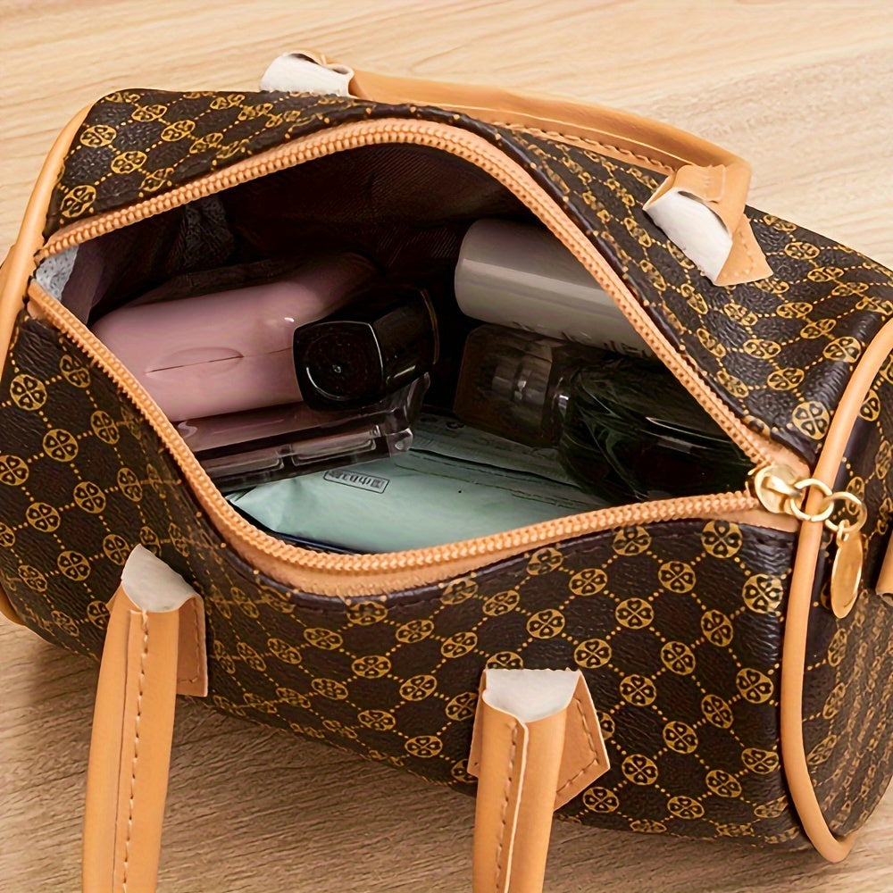 Bohemian Geometric Pattern Satchel Bag for Women Water-Resistant PU Leather Crossbody Shoulder Bag