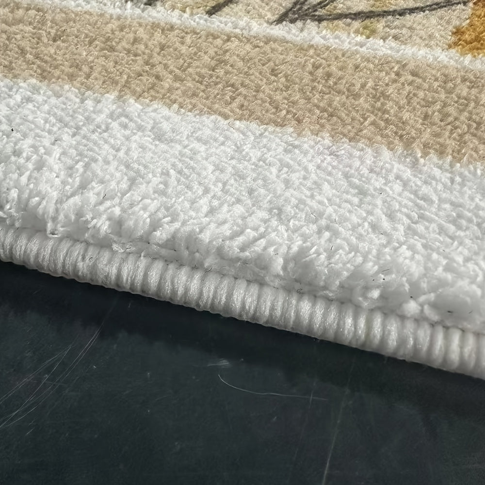 Floral Wreath Decorative Mat Non-Slip Rug for Bathroom Entryway Kitchen