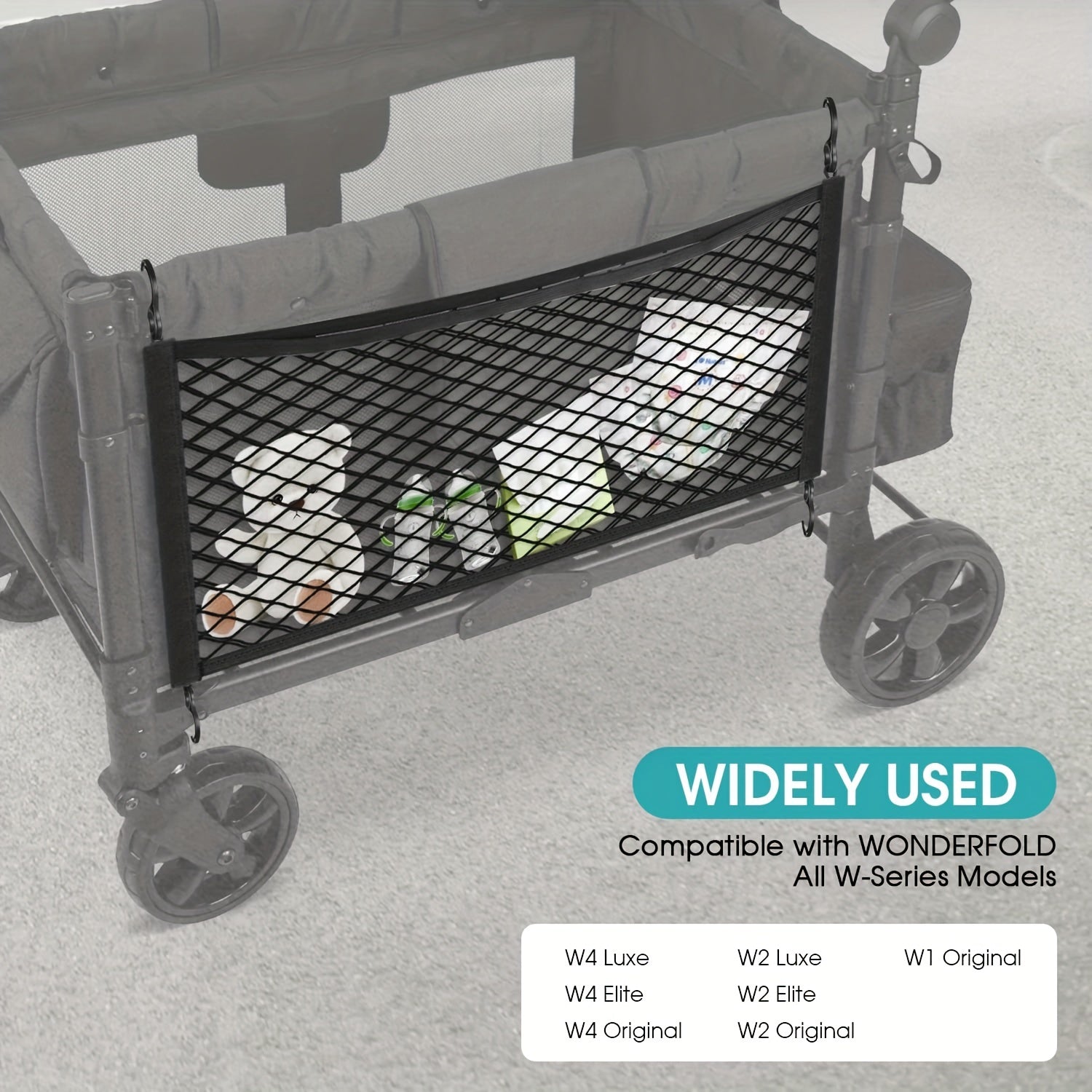 Universal Fit Stroller Wagon Cargo Net with Organizer for Large Storage