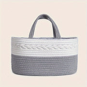 Grey Woven Storage Bag for Diapers and Organizer Baby Nursery Supplies