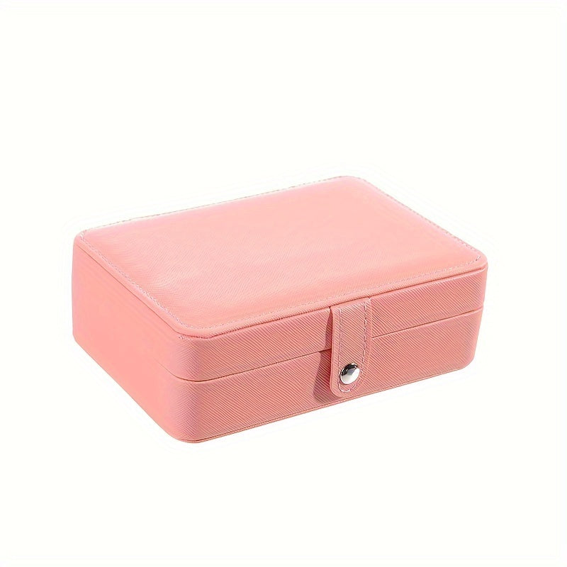 Double Layer Jewelry Box with Cross Pattern Faux Leather Velvet Interior for Watches and Accessories
