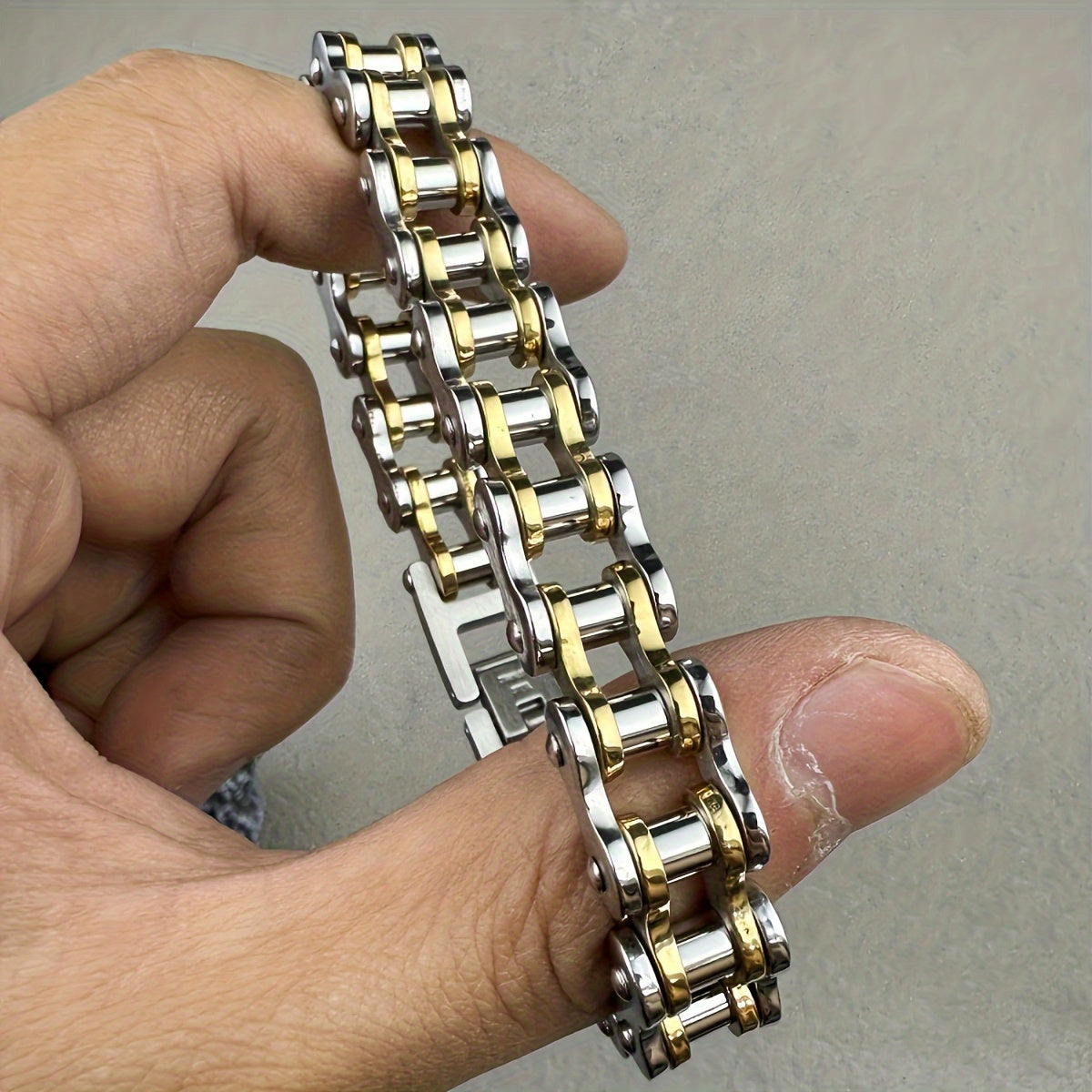 Stainless Steel Punk Rock Men Bracelet with Link Chain Jewelry