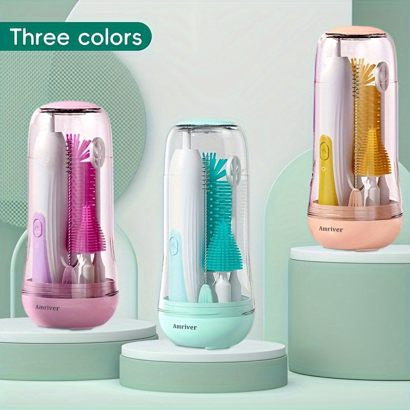 USB Rechargeable Electric Bottle Brush Set with 360° Rotating Cleaner and Dual Speeds