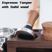 Espresso Tamper Stainless Steel Wooden Handle for 51/53/58mm Machines