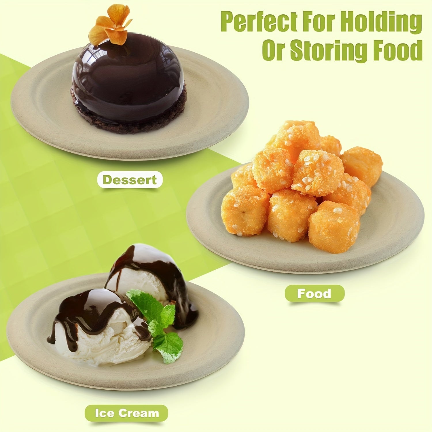 Paquete de 100 platos desechables de uso intensivo, 15.24 cm, vajilla de fibra de caña de azúcar