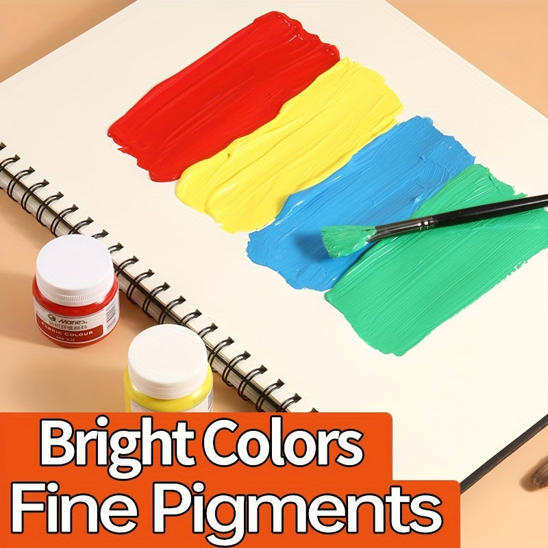 1 shisha Marie's Fabric Paint, 50ml - doimiy kiyim bo'yash uchun 12 rang mavjud. O'rta cho'tka kiritilgan. San'atkorlar va hunarmandlar uchun ideal. T-shirtlar, poyabzallar, jinsilar uchun mos.