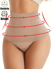 Women's High Waist Shaping Panties Tummy Control Compression Solid Color Briefs