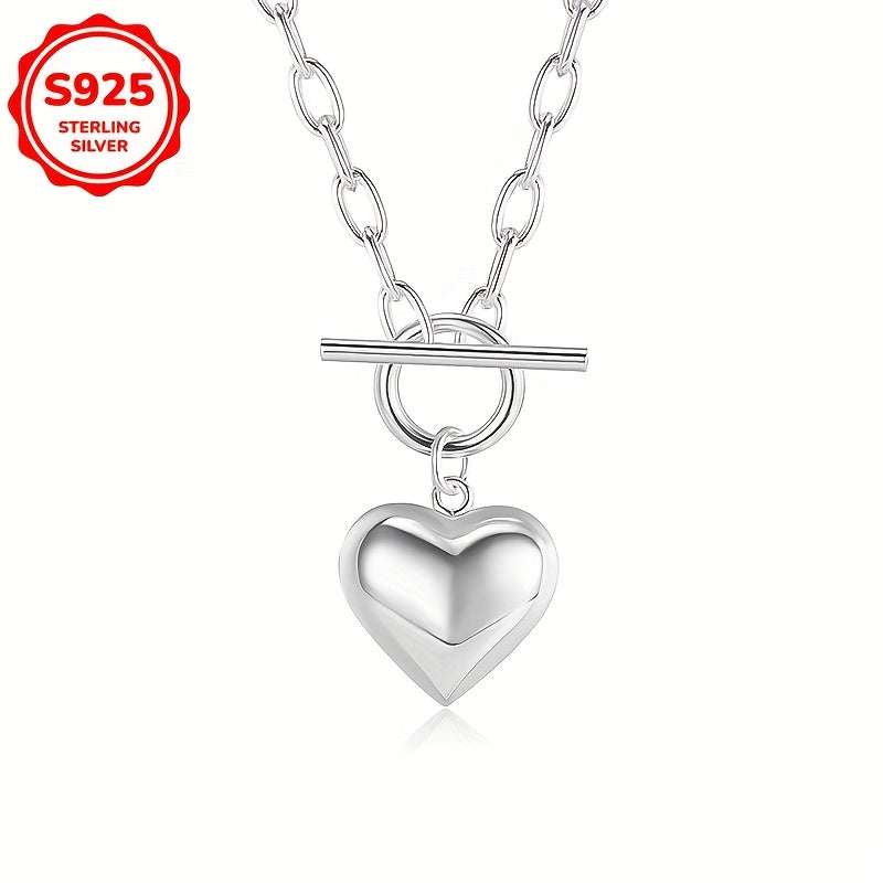 Women's Silver Pendant Necklace Heart OT Buckle Hip-Hop Style Jewelry
