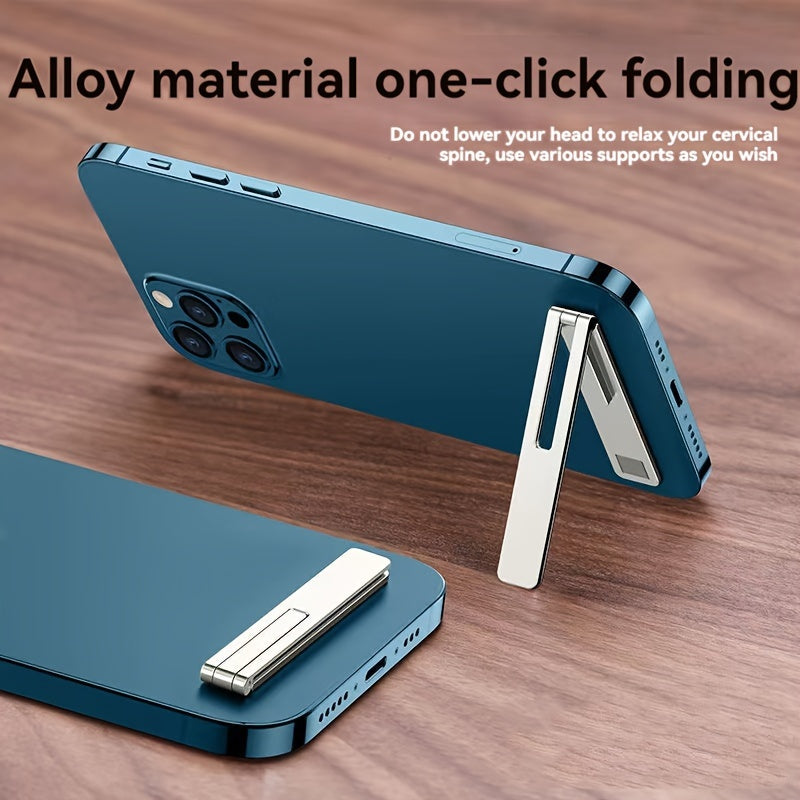 Ultra-Thin Aluminum Alloy Mobile Phone Holder with Back Support and Paste-Type Carrying