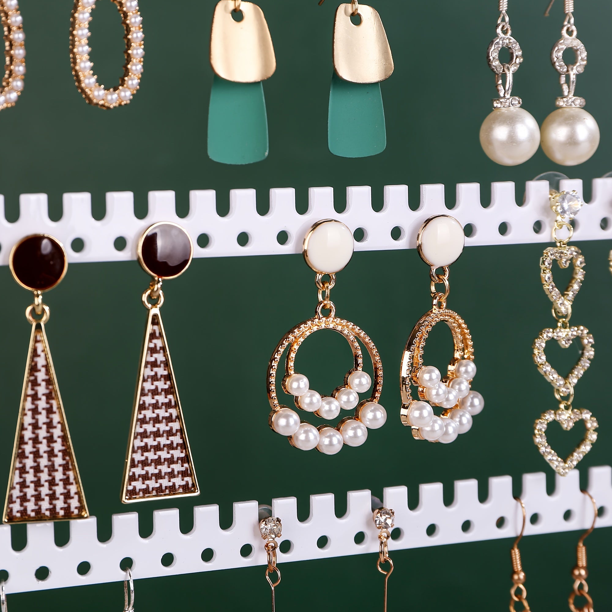 Soporte organizador de joyas en forma de árbol para pendientes, collares, anillos y pulseras con 90 orificios, ganchos y ranuras de madera