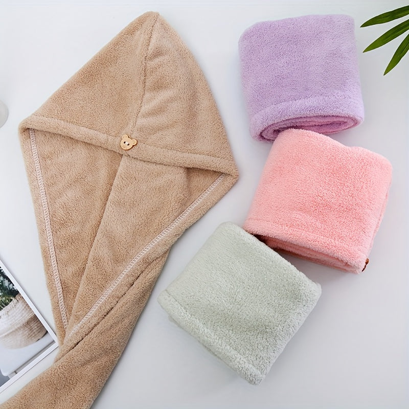 Women's Thickened Cotton Hair Drying Cap, Quick-Dry Water Absorbent Towel