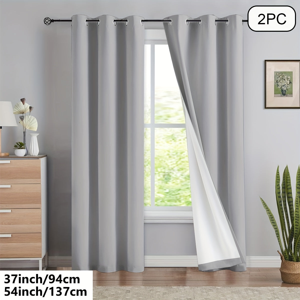 Blackout Curtains 54x84 Inches Off-White Grommet Full Blackout with White Lining