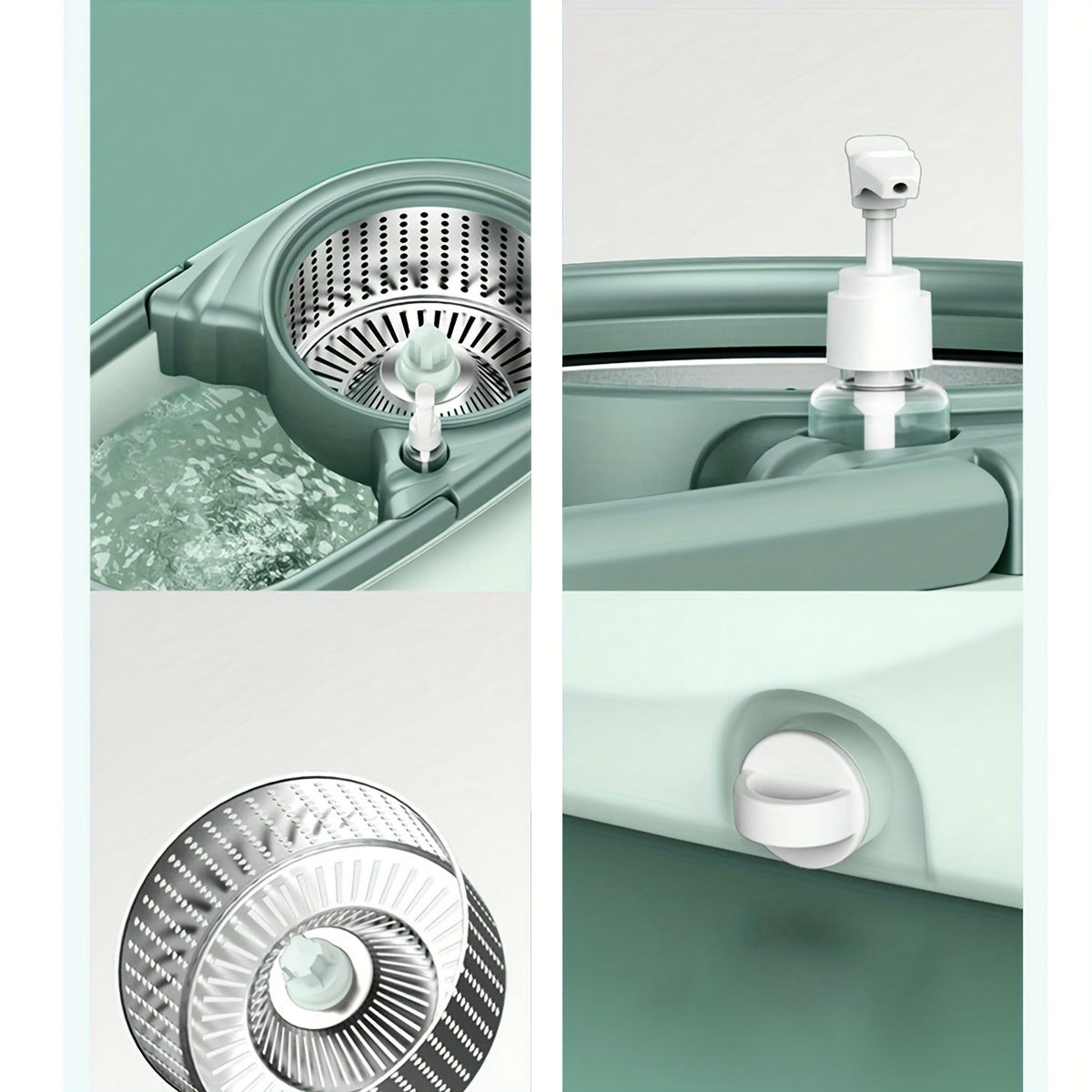 Ikki tomonlama yuradigan Spin Mop va Kova to'plami, o'z-o'zidan siqish va qo'lda bosish g'ildiragi bilan