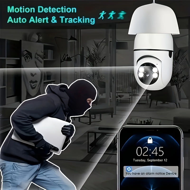 E27 Smart Home Security Camera 360° Panoramic WiFi Night Vision Motion Detection