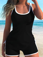 Women's Tankini Swimsuit Set High Stretch Knit Polyester Elastane Casual Beachwear