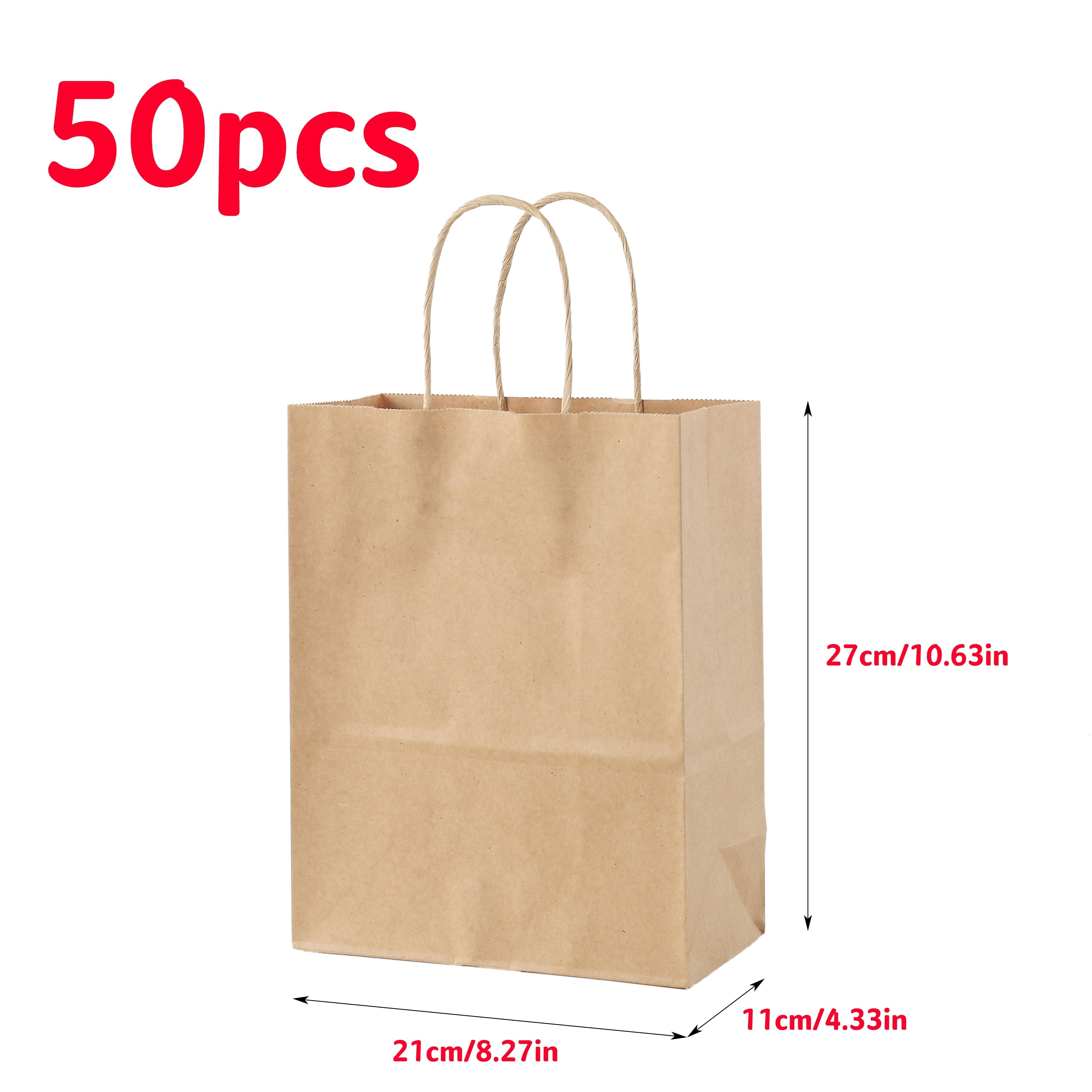 Bolsas de papel Kraft a granel para regalos en diferentes tamaños para compras minoristas y embalaje