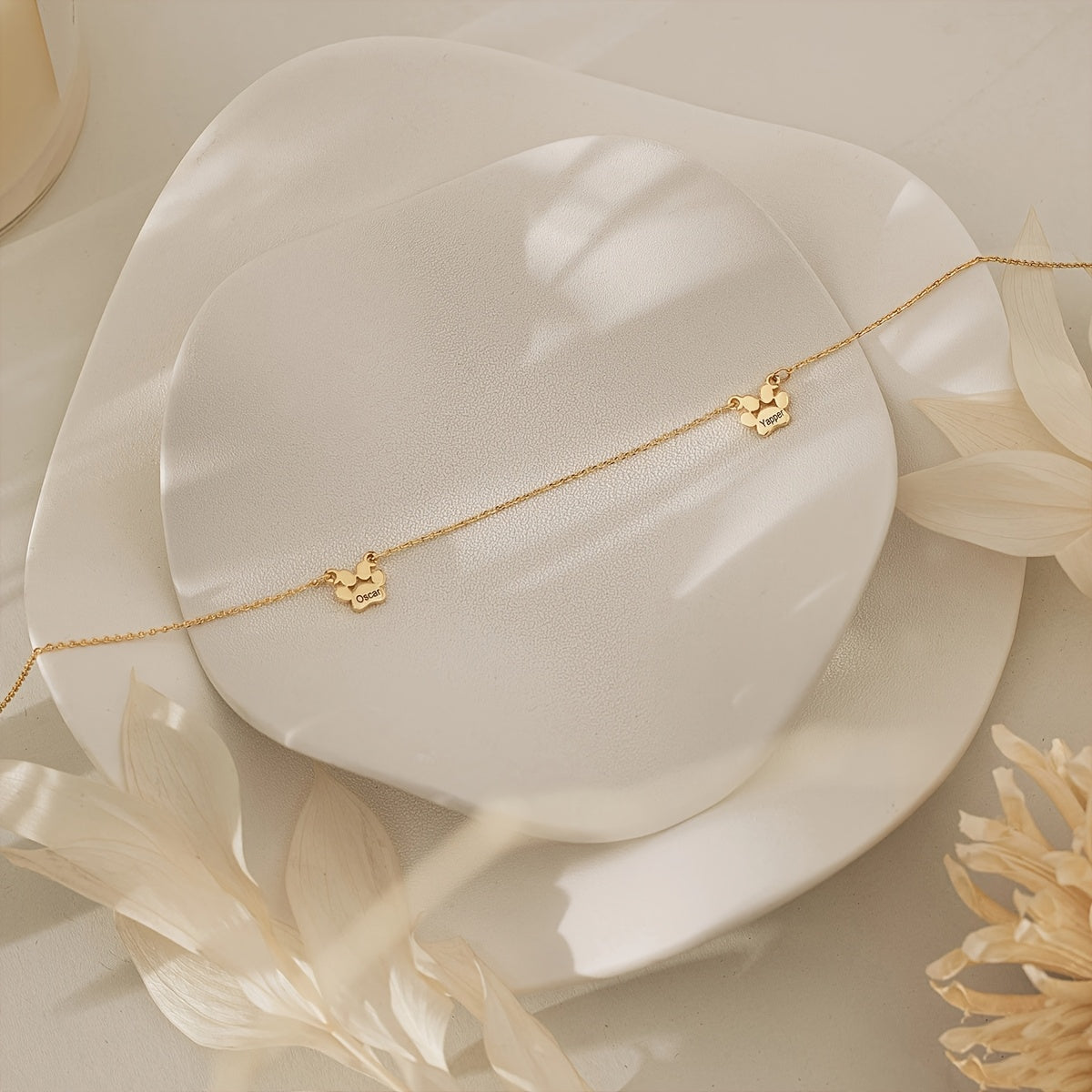 Mis Pet Paw taqinchoq, shaxsiy yozuv bilan, 18K oltin qoplamali tirnoq pendants