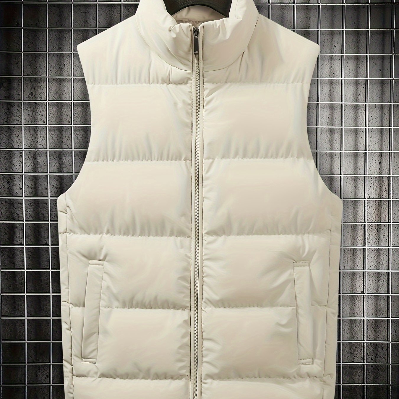 Men's Casual Stand Collar Vest Polyester Woven Sleeveless Fall Winter Outerwear