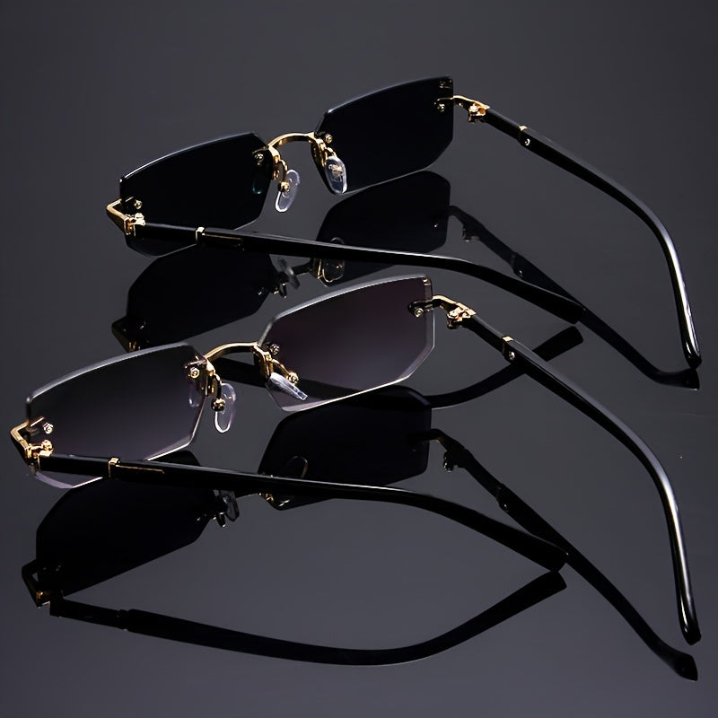 2 dona ramkasiz bayram shisha, gradient linzalar bilan, metall ramka, uniseks, Y2K uslubi