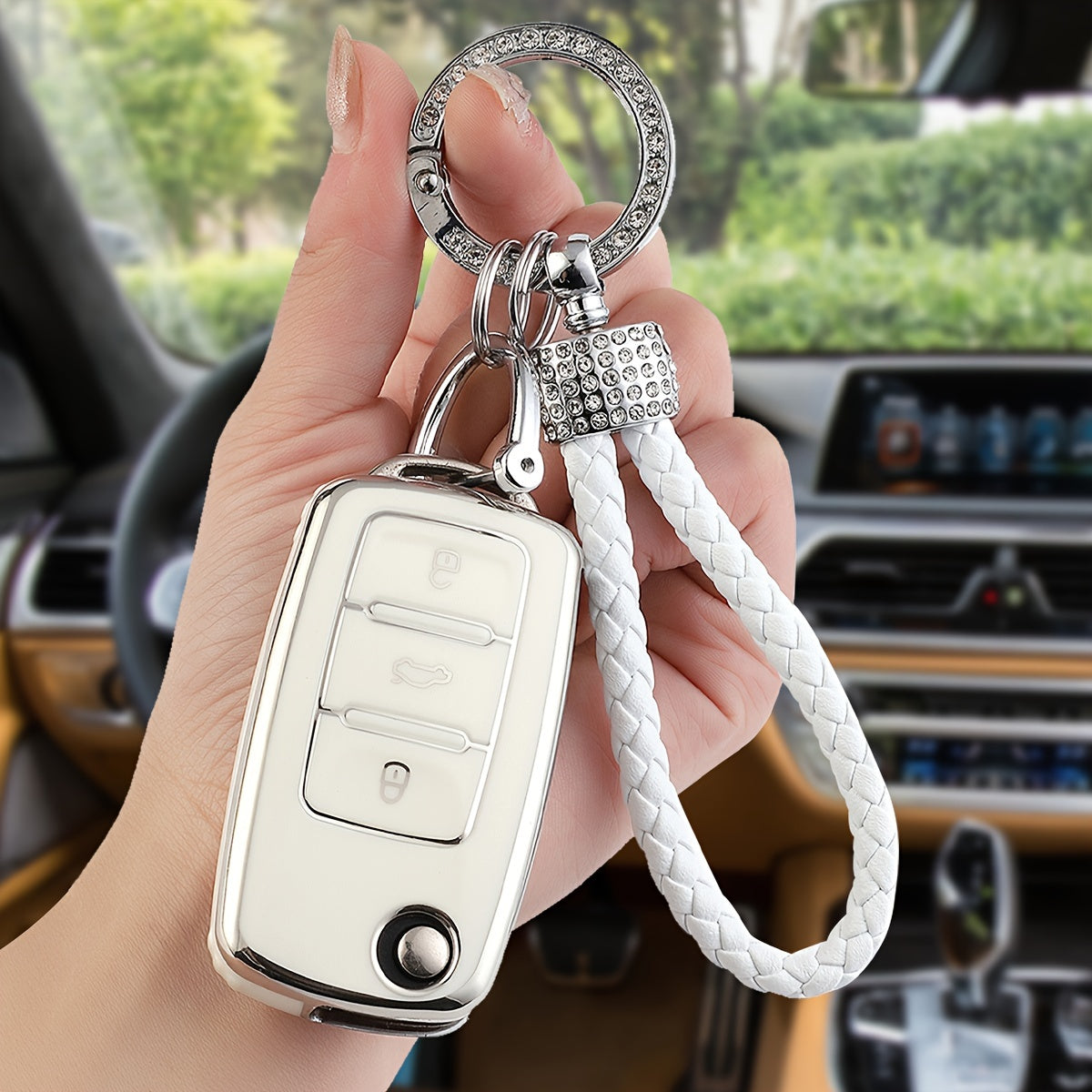 Soft Shell TPU Key Bag With Leather Rope Key Chain Car Key Set