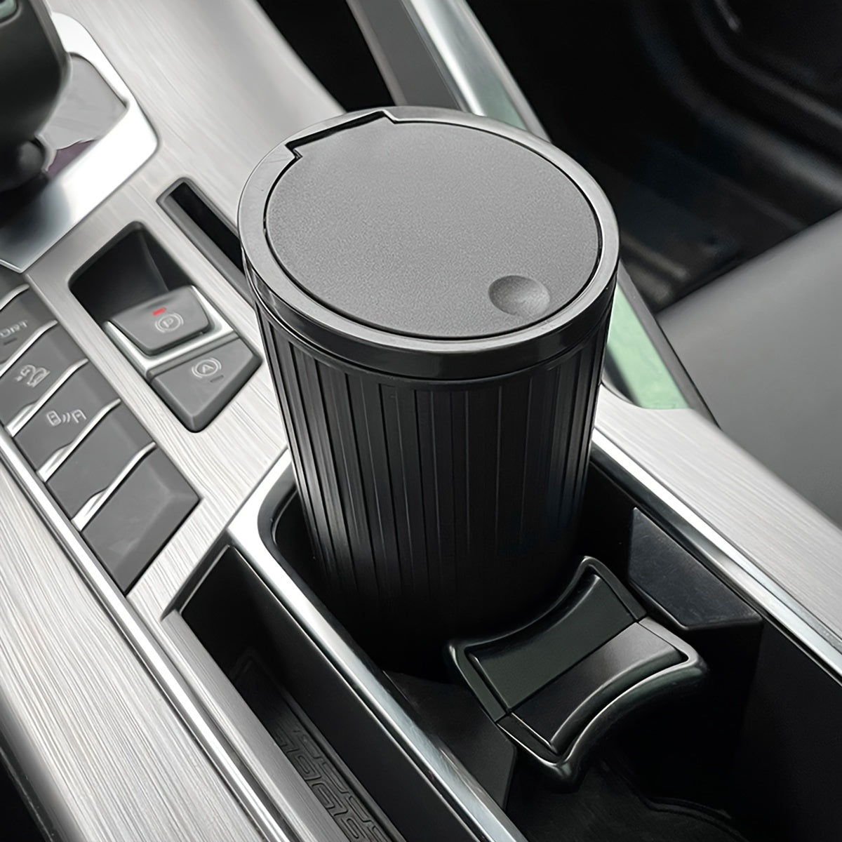 Black and Red Car Trash Bin Waterproof Durable ABS Storage Lid